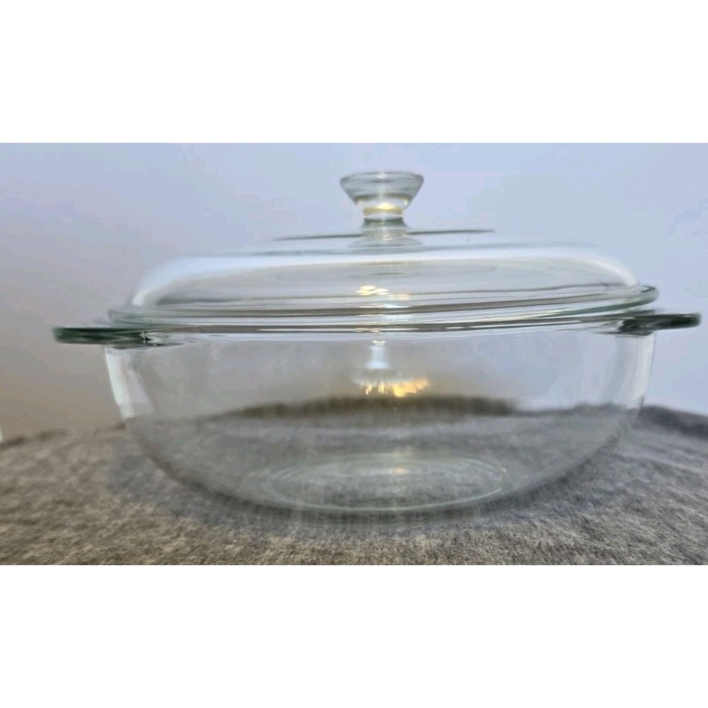 Vintage 024 Pyrex Clear 2Qt Casserole Dish w/Lid 624-C Cover Glass Oven Baking